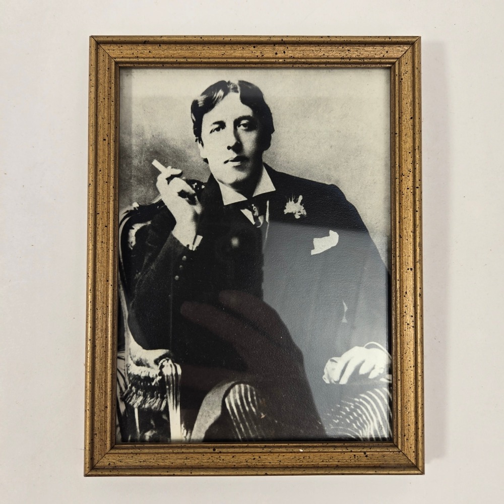 Vintage Oscar Wilde Framed Portrait Rex Art Supplies Miami 1975 Gold Wood Frame